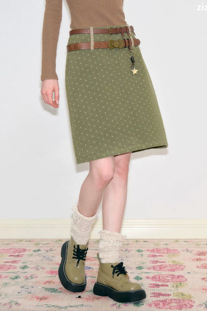Green Polka Dot Bodycon Skirt