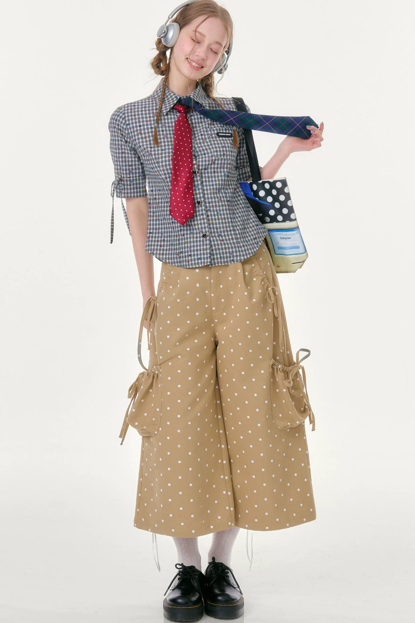 Retro Khaki Polka Dot Pants
