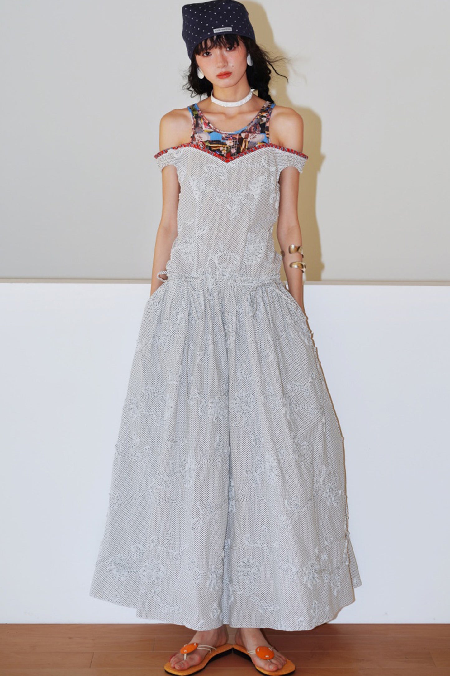 Vacation Polka Dot Embroidered Dress