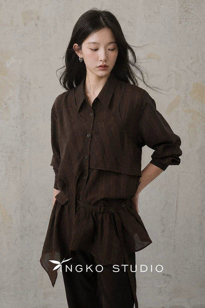 Wild Mist Brown Dark Striped Skirt Curtain