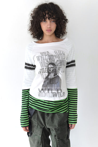 Funny Graffiti Striped Long Sleeve T-shirt