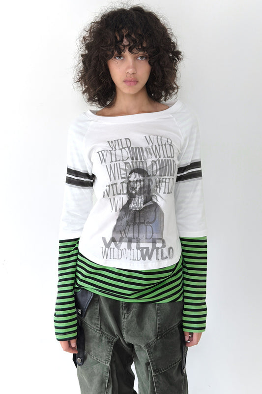 Funny Graffiti Striped Long Sleeve T-shirt