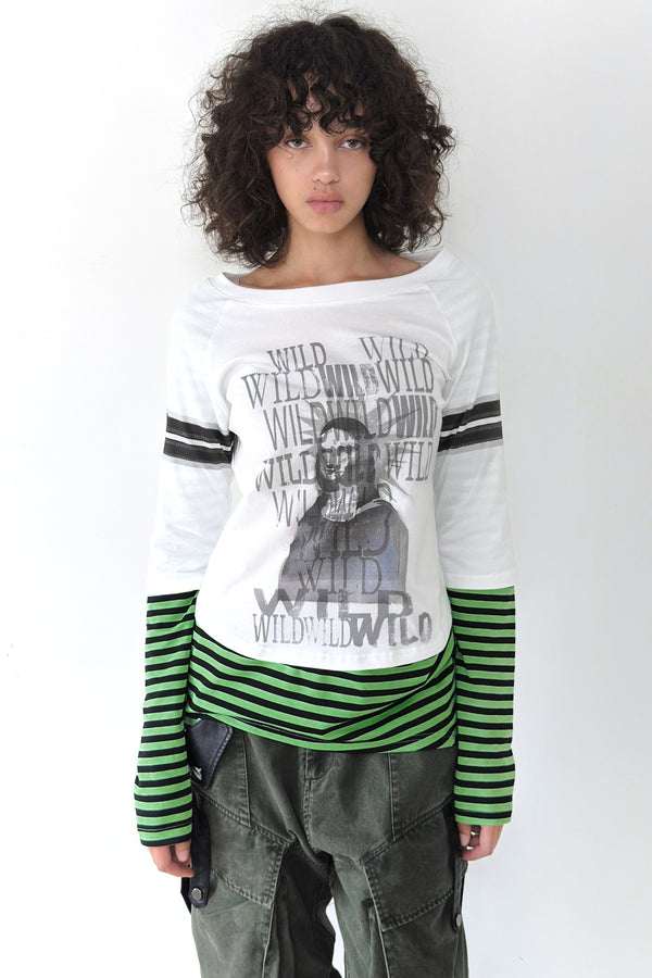 Funny Graffiti Striped Long Sleeve T-shirt
