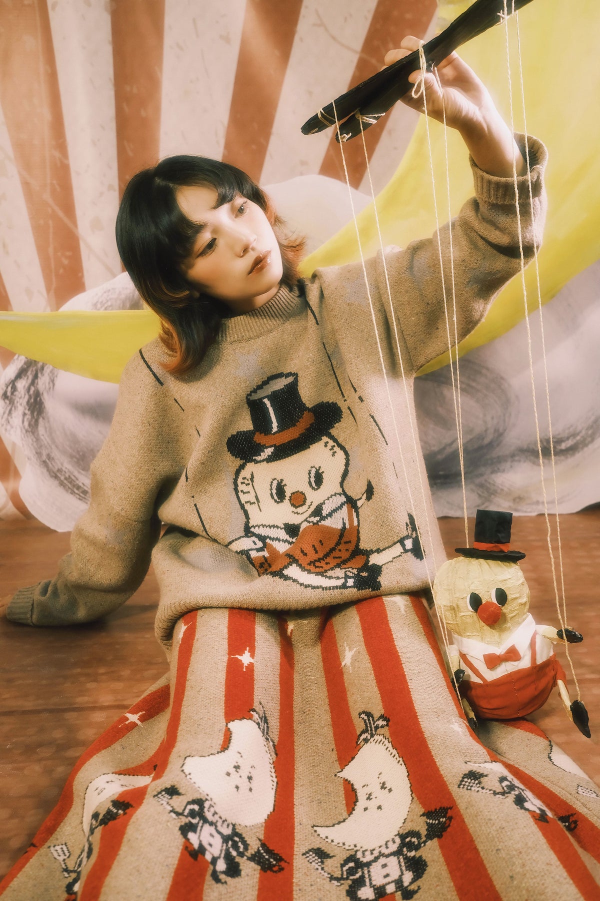 Fantasy Circus Peanut Puppet Star Knit Sweater