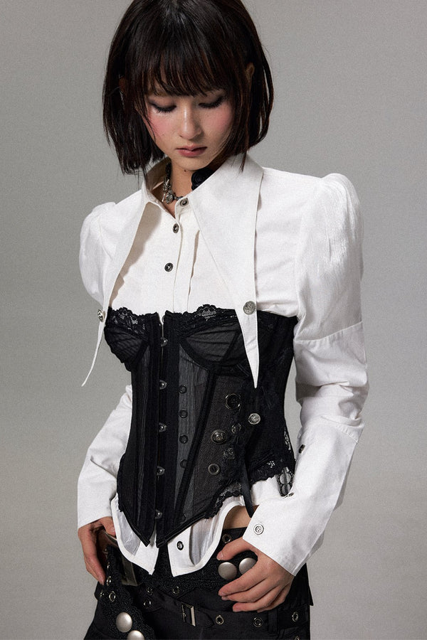 Dark Court Style Mesh Corset Top