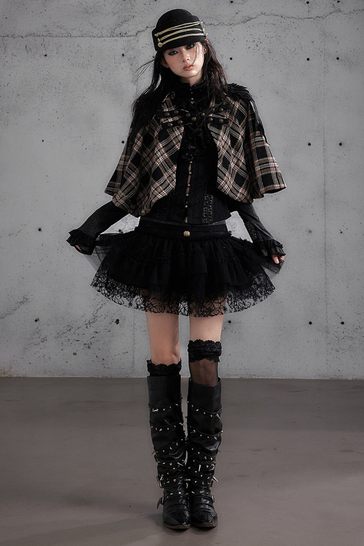 Lace Patchwork Pleated Multi-Layered Puffy Skirt