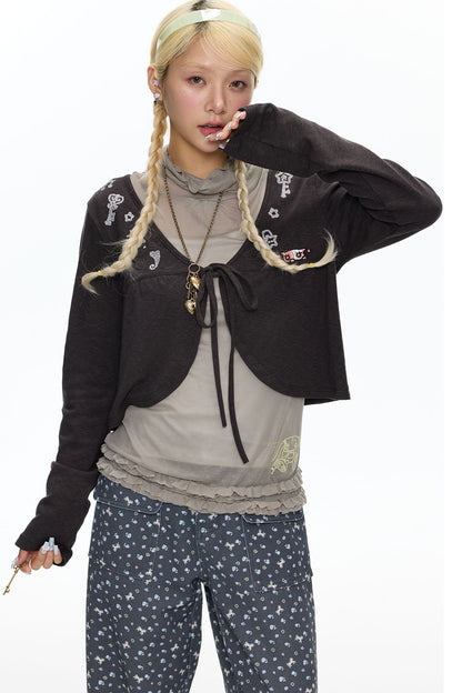 Snowflake Embroidered Cashmere Cardigan