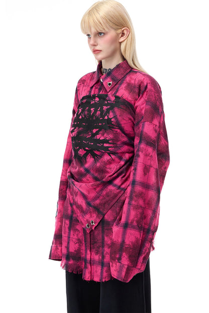 Top a fascia stile foulard quadrato con stampa di spine rosa