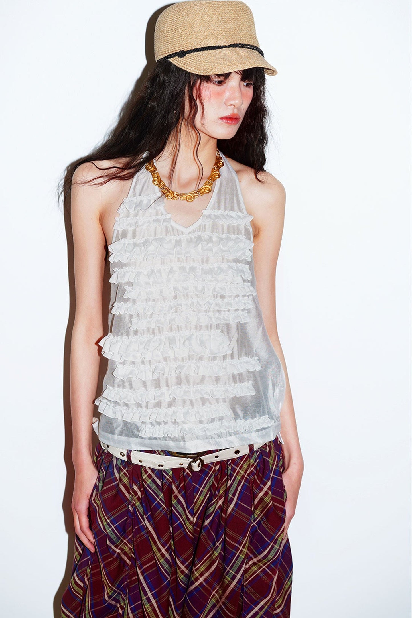 Lyocell Ruffle Halter Top