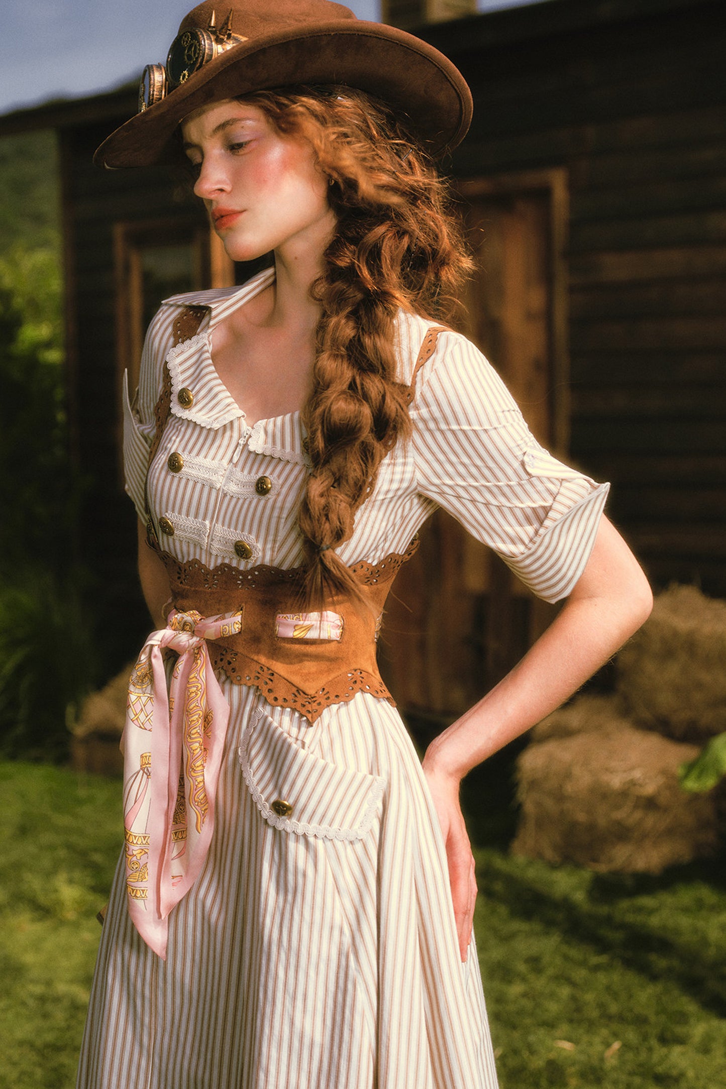 Long Striped Nautical Shirt Dress Set-Up