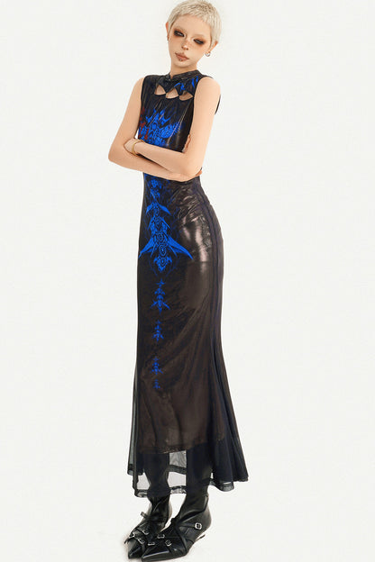 Blue Cyberpunk New Chinese Style Dress