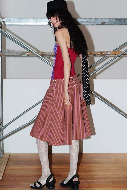 Retro Striped A-Line Skirt