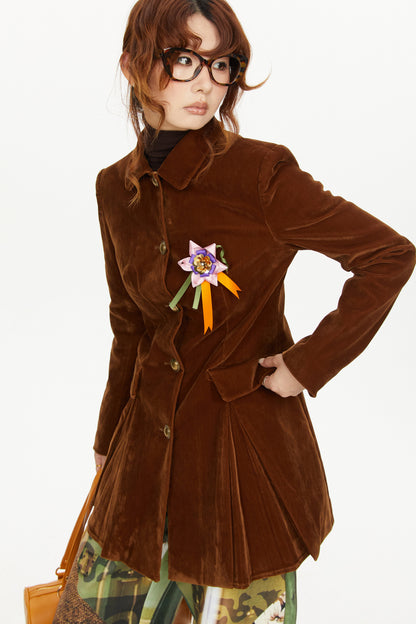 Brown A-Line Long Coat