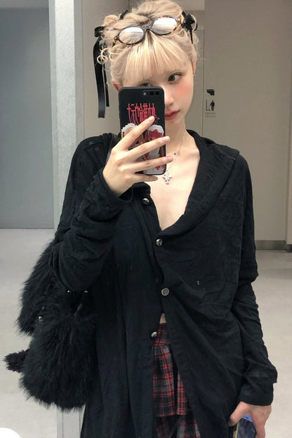 Large Shawl Slouchy Pleated Irregular Jacket