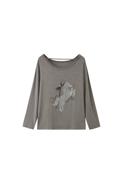 Distressed Rhinestone Off-Shoulder Top