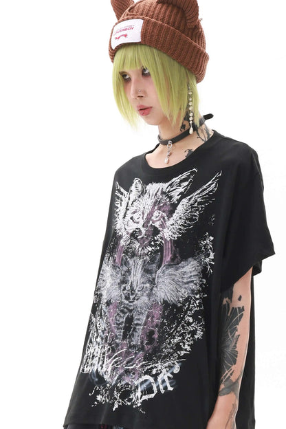 Angel Kitten Vintage Print Short Sleeve T-Shirt