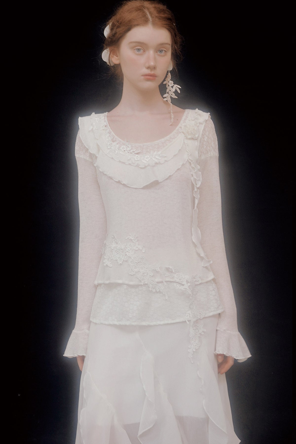 White Lace Knit Top