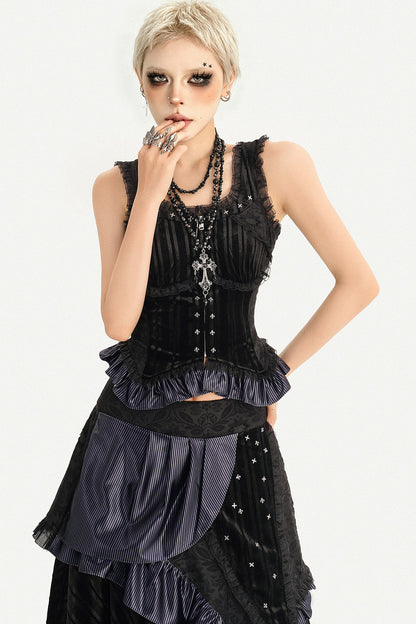 Black Lace Ruffle Camisole