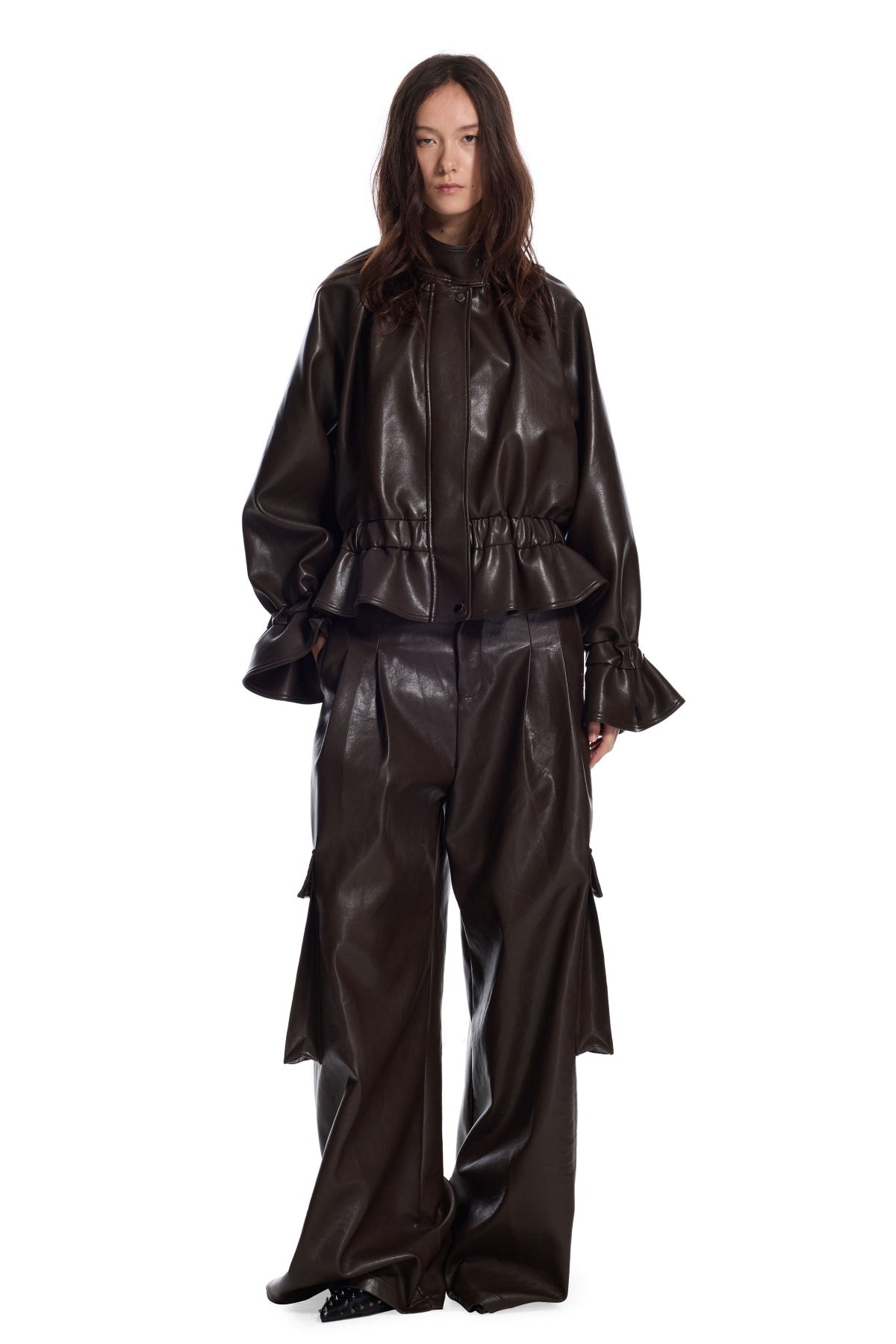 Ruffled Punk Leather Jacket
