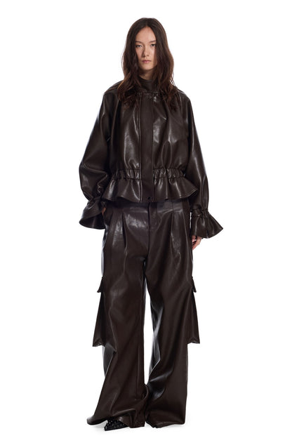 Ruffled Punk Leather Jacket