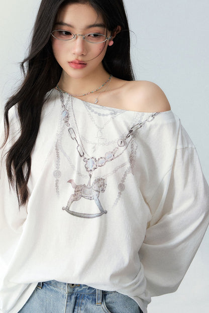 Pony Necklace Off-Shoulder Top Set-Up