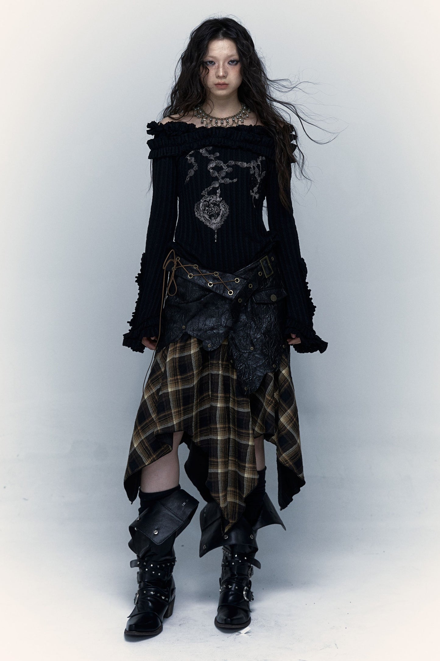 Dark Punk Patchwork Skirt