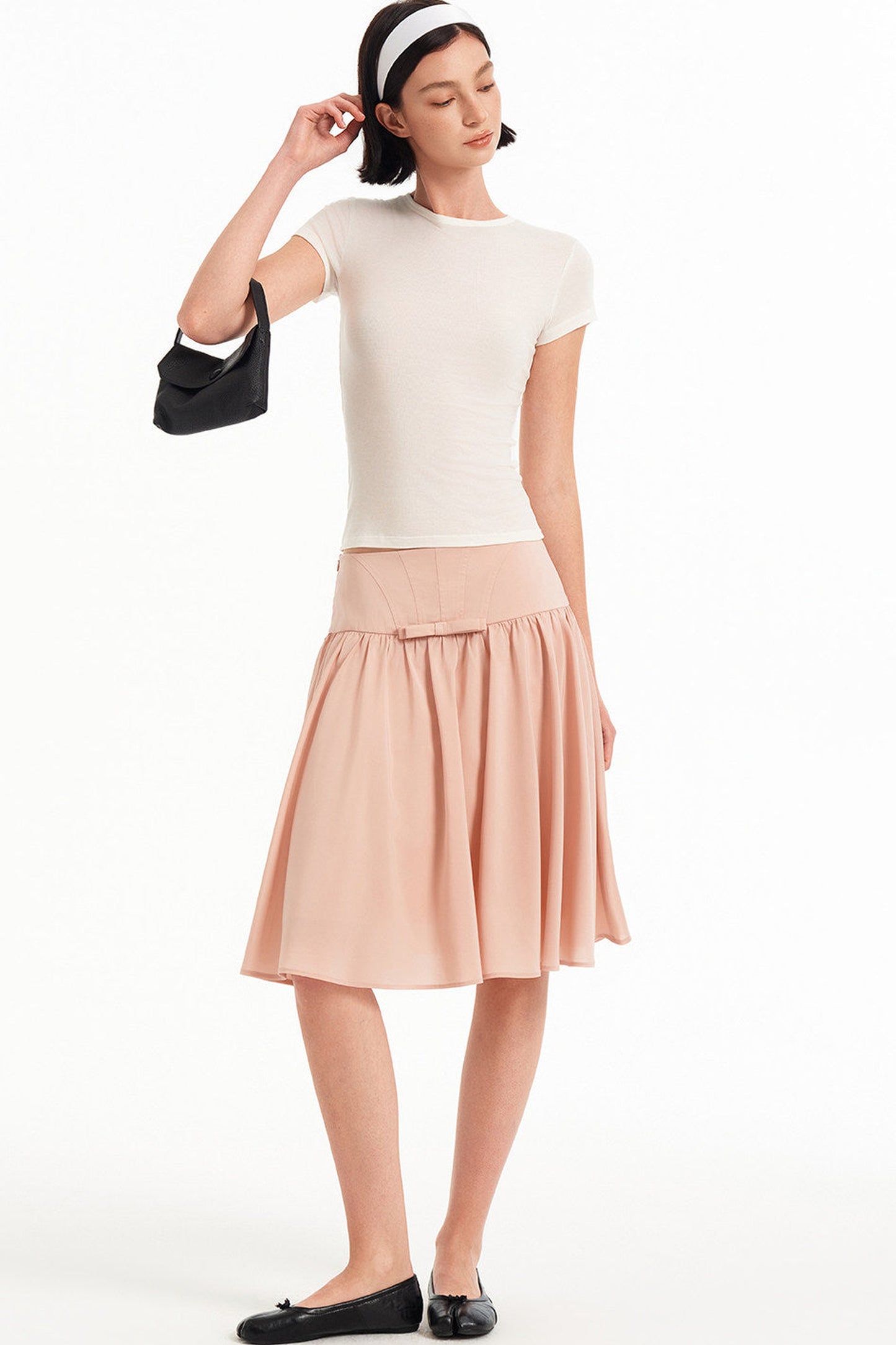 Acetate Fishbone Pleated Skirt