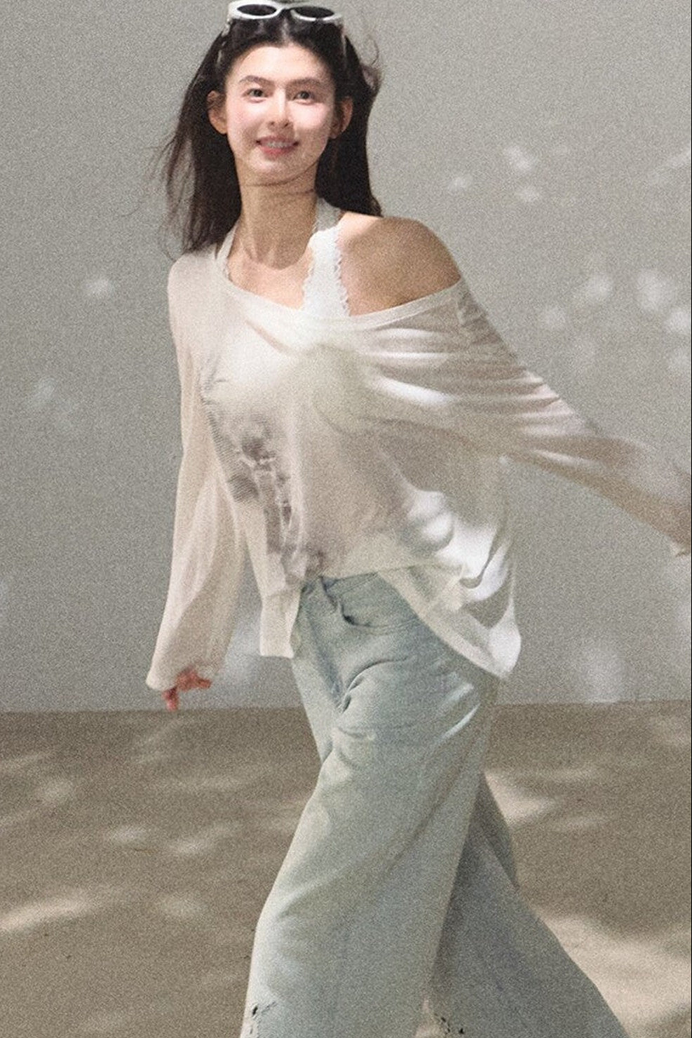 Asymmetrical Off-Shoulder Wool Modal Top