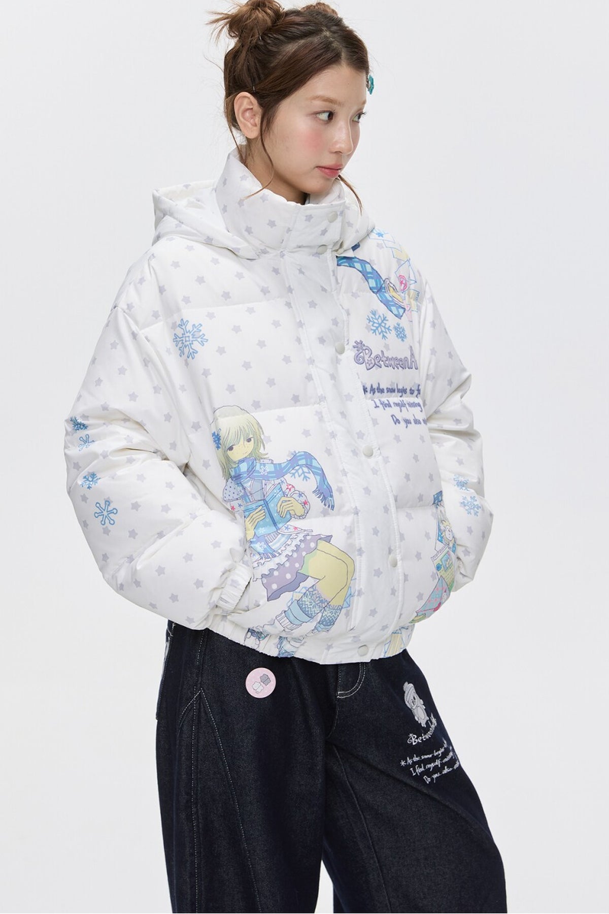 Star Polka Dot Hooded Down Jacket