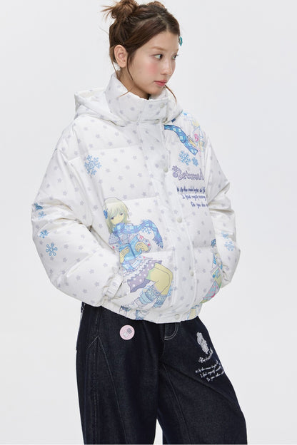Star Polka Dot Hooded Down Jacket