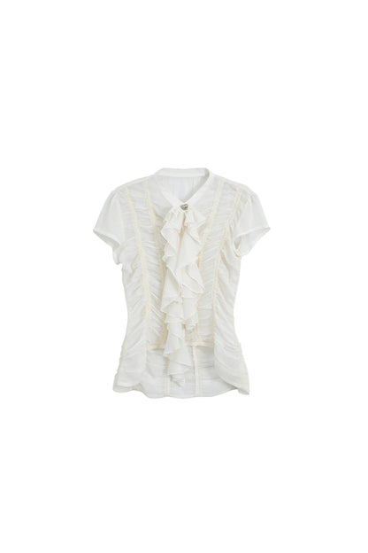 Blusa vittoriana fatta a mano in velo leggero