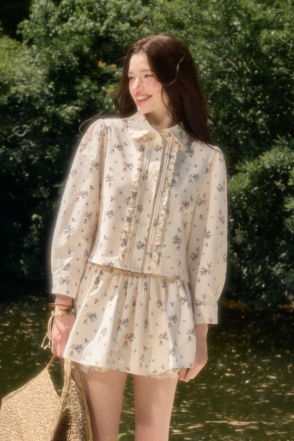 Floral Print Shirt and Culottes Set-Up