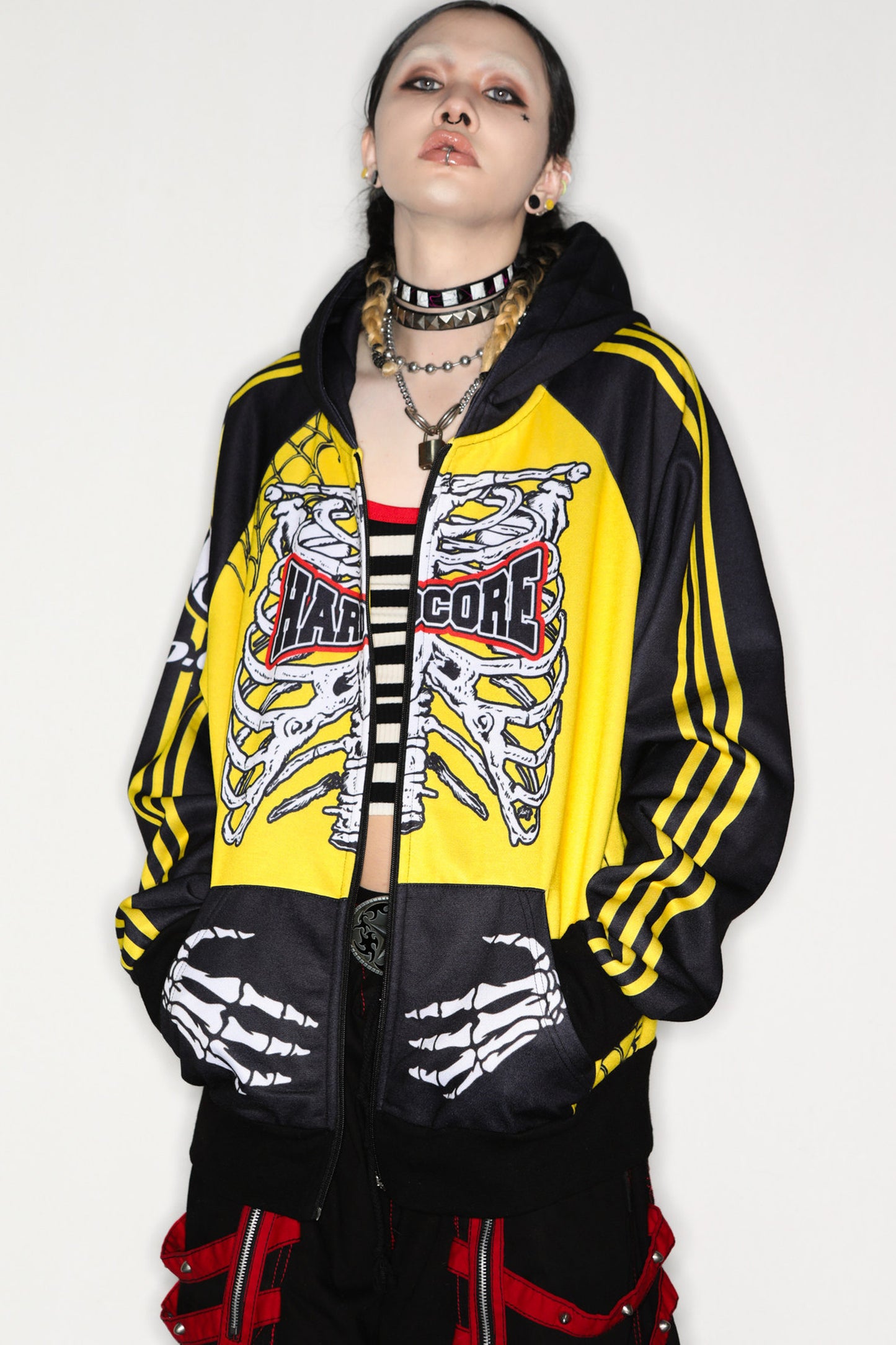 Skeleton Ribcage Hooded Zipper Jacket