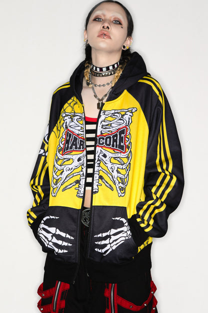 Skeleton Ribcage Hooded Zipper Jacket
