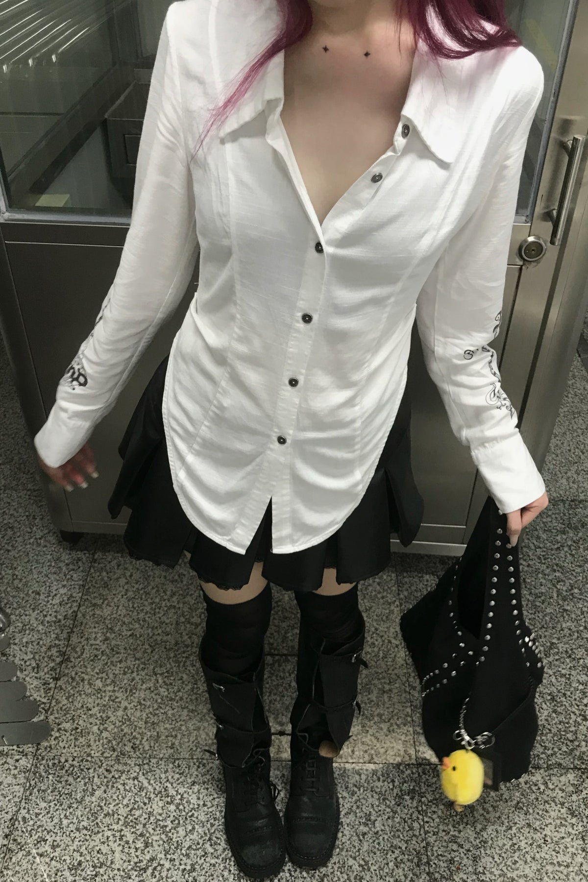 Printed Curved Hem Shirt