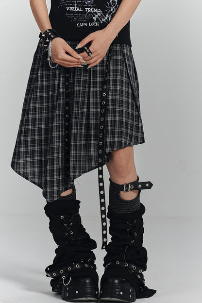 Asymmetrical A-Line Plaid Skirt