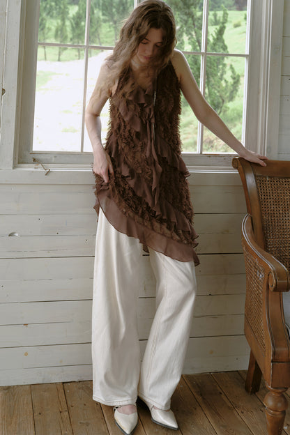 Asymmetrical Ruffle Chiffon Dress