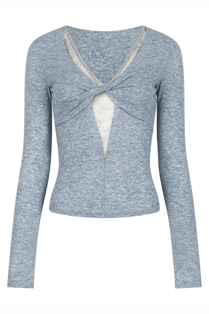 Lace Patchwork Twist Top