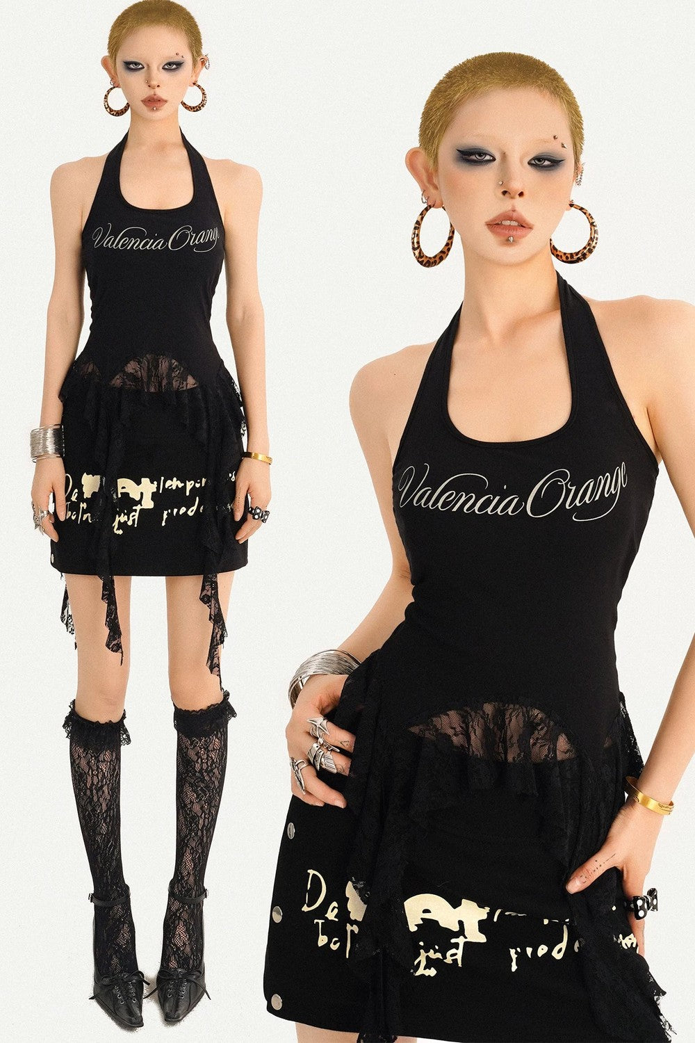 Black Letter Halter Top