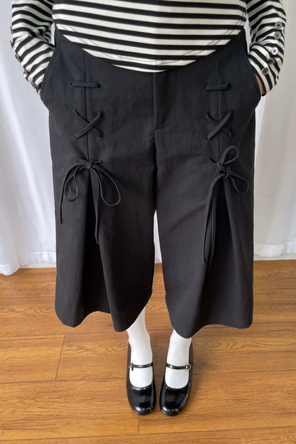 Bow Tie Wide-Leg Pants