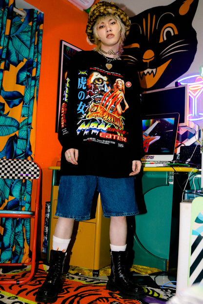 Oversize Tiger Graphic Long-Sleeved Sweatshirt