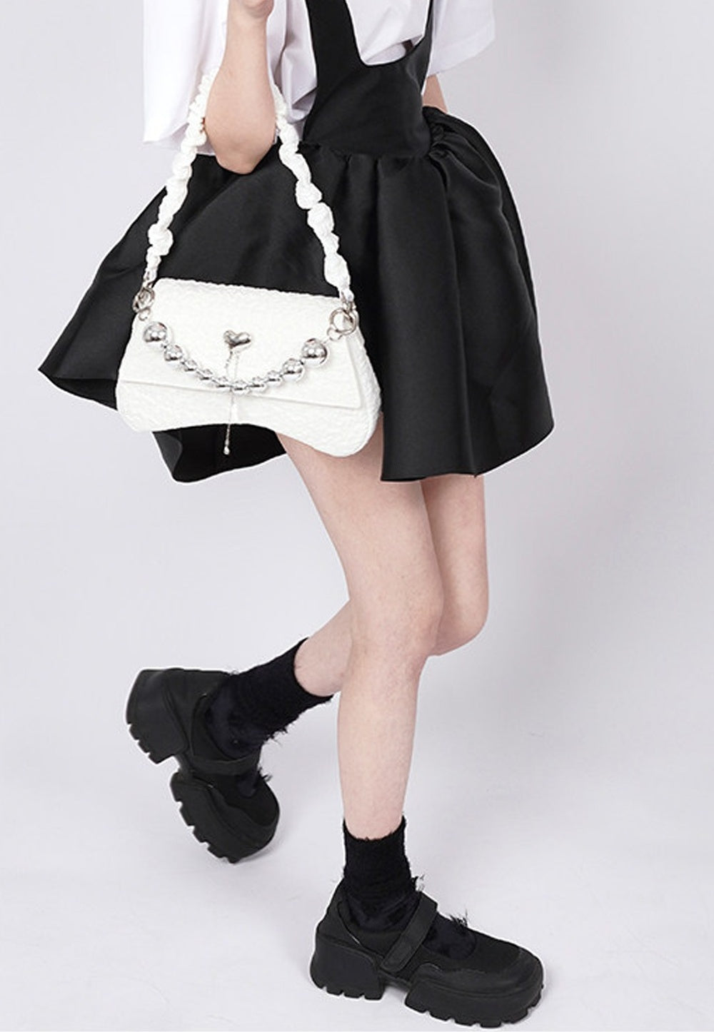 Pearl Pleated Crossbody Bag