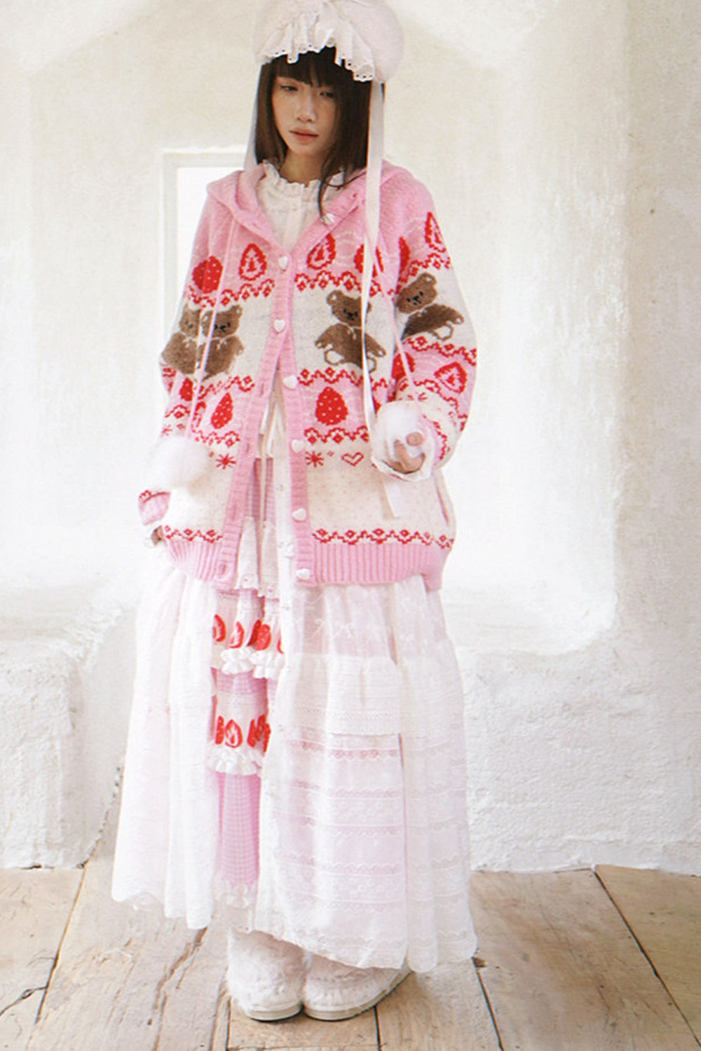 Strawberry Bear Fair Isle Cardigan
