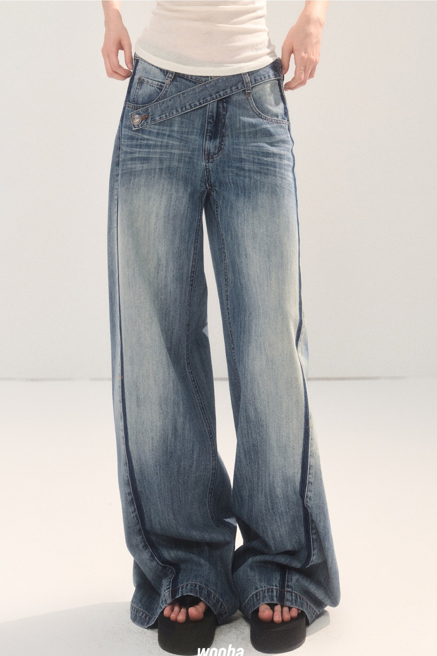 Vintage Washed Gradient Denim Jeans