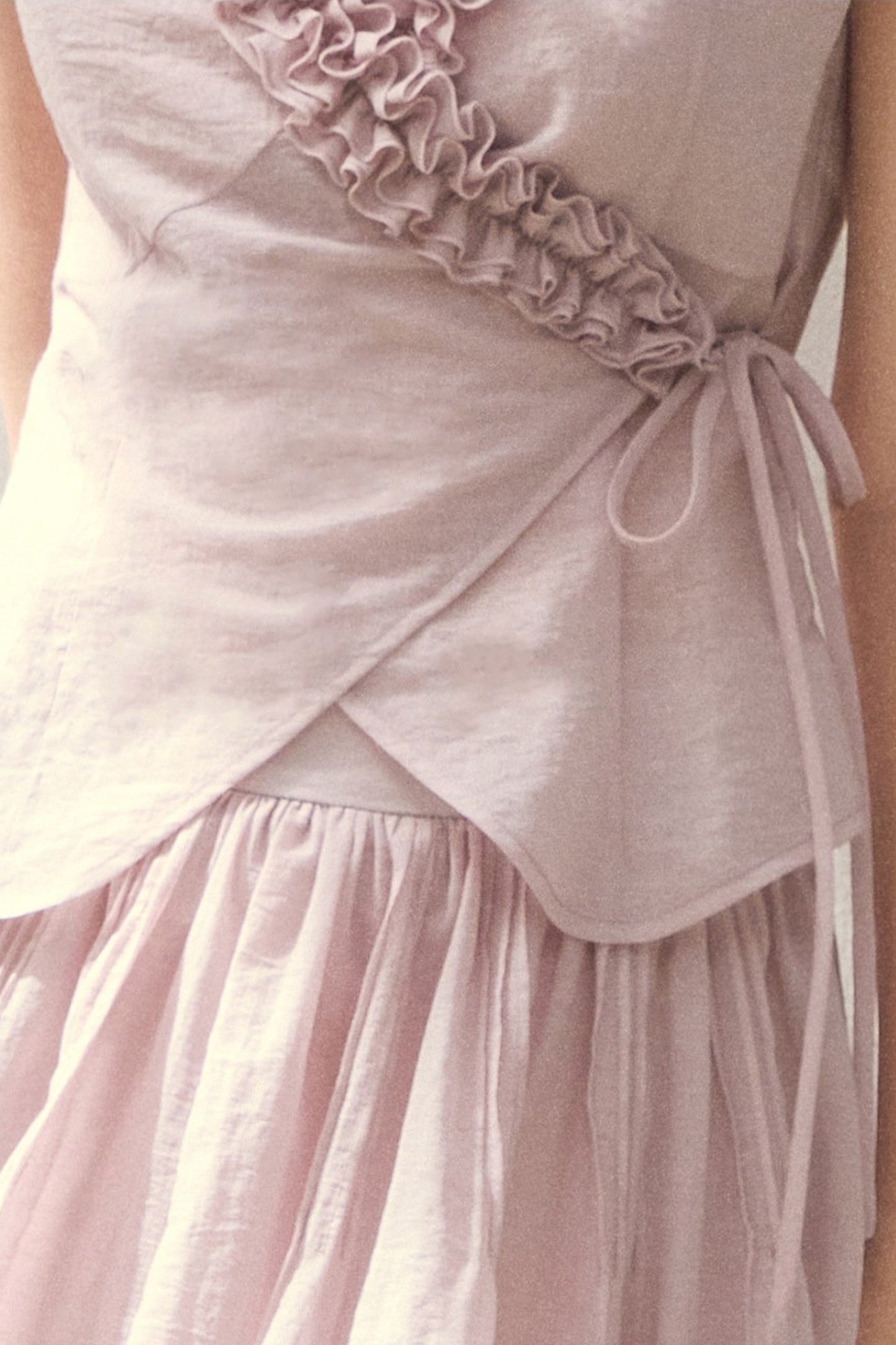 Purple Ruffle Trim Blouse and Tiered Skirt Set