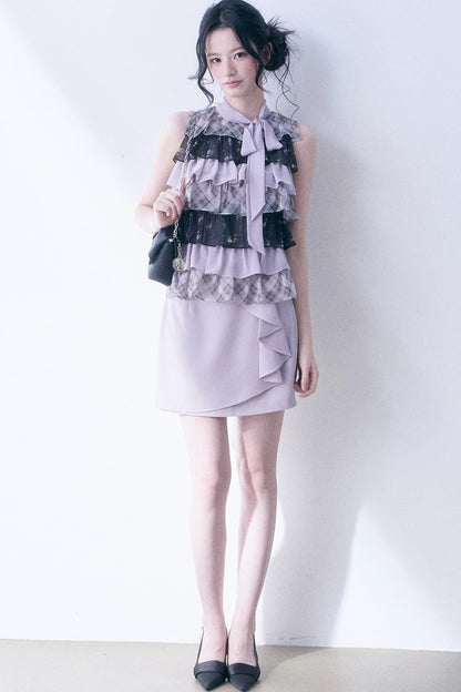 Purple Bow Ruffle Skirt