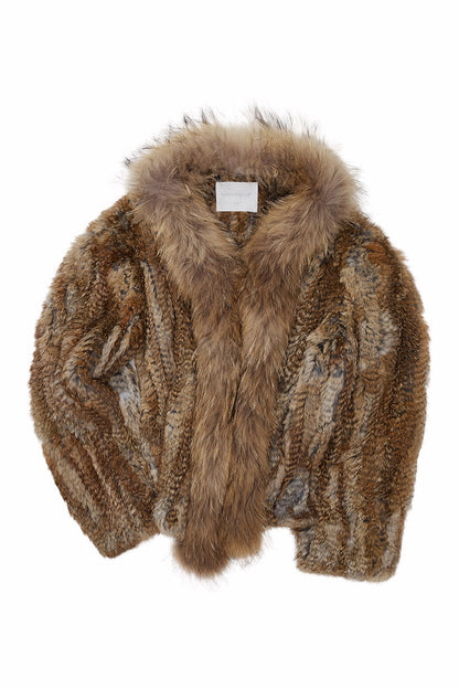 Natural Rabbit Fur Woven Coat