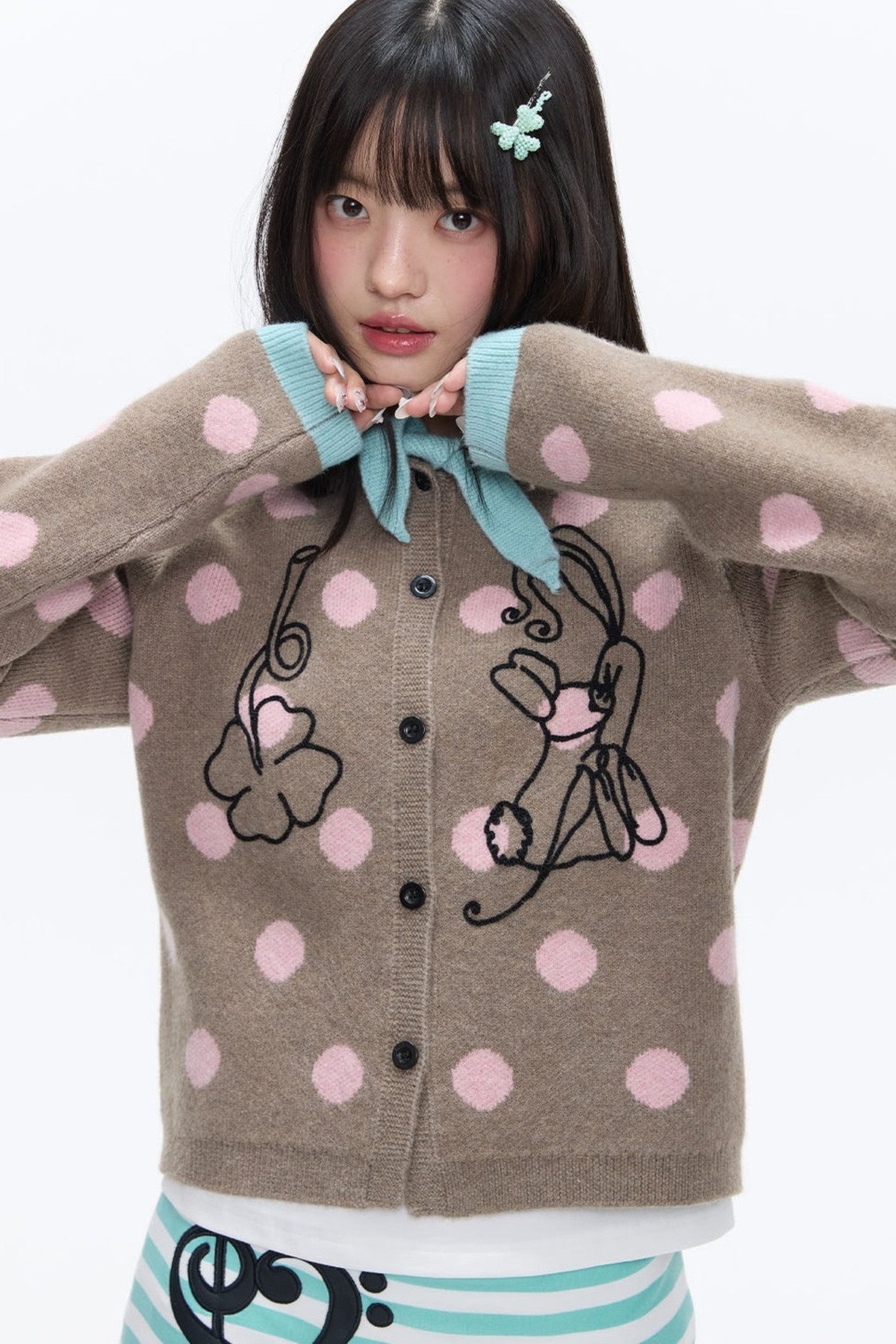 Mint Green Polka Dot Cardigan