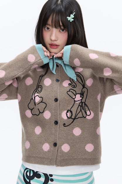 Mint Green Polka Dot Cardigan