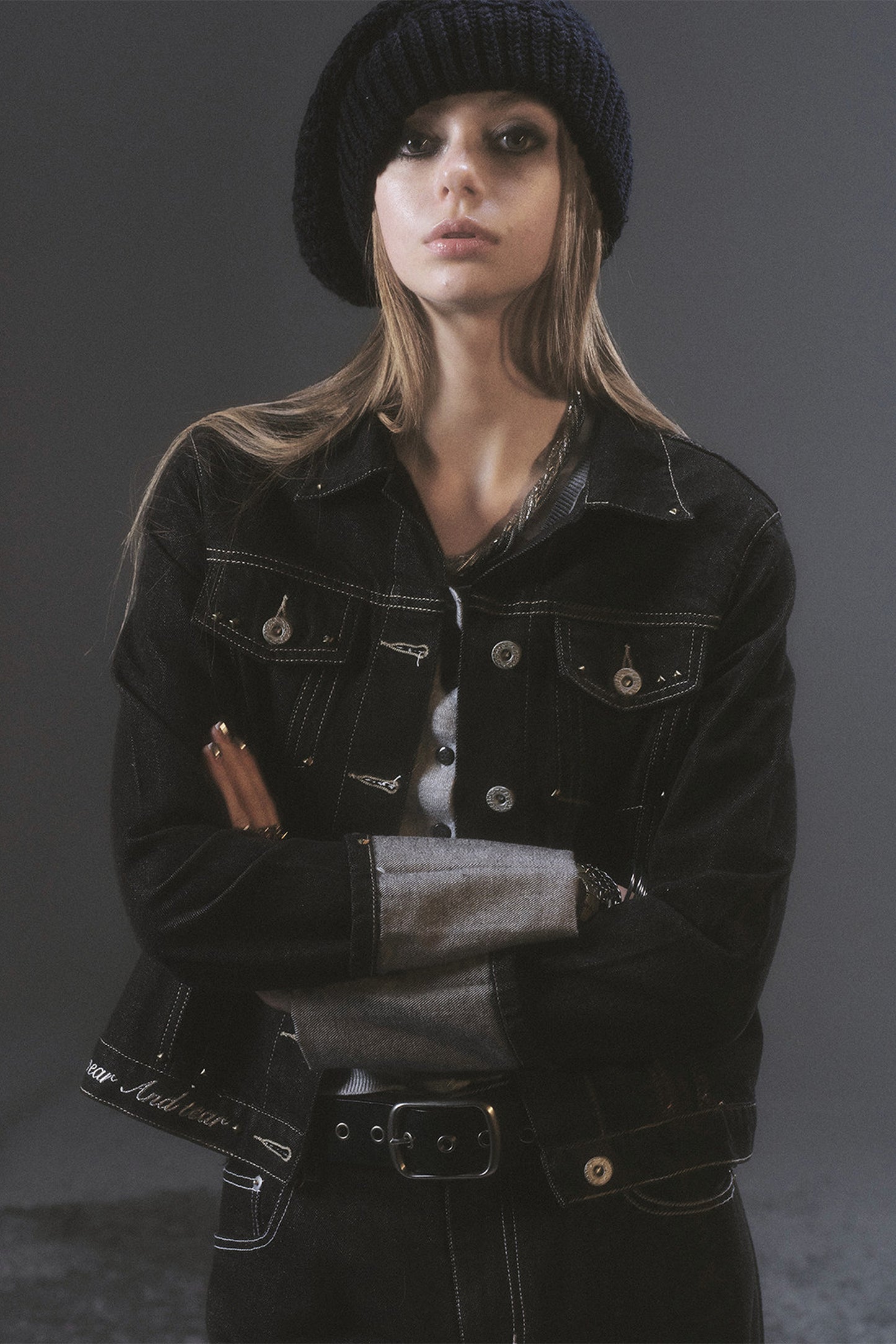 Silver Embroidered Denim Jacket